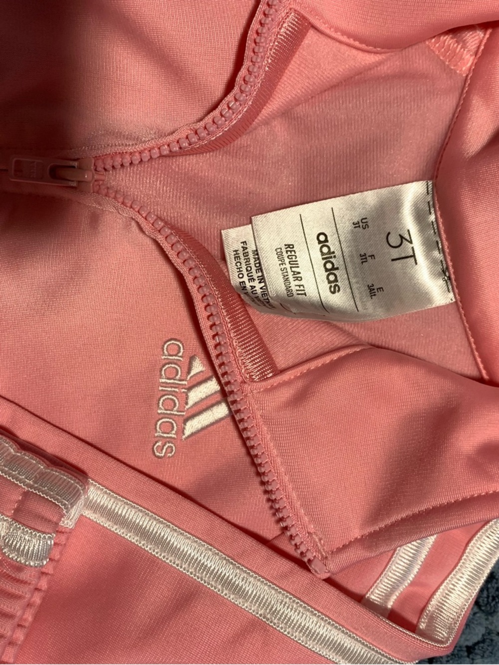 adidas Pink Girls Athletic Leggings with White Trim